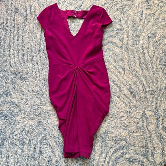 Vintage 90s gas fuchsia, body con rusched wiggle dress 4 - Picture 1 of 6